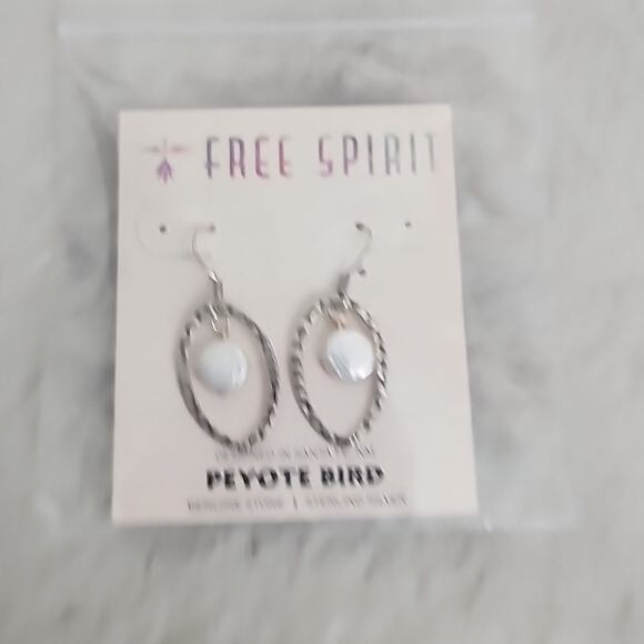 Peyote Bird Sterling Silver Hoop White Pearl Drop Hook Earrings NEW - Picture 8 of 8